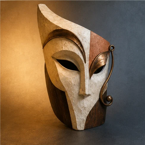 Warm and cool simulated light on the concept mask