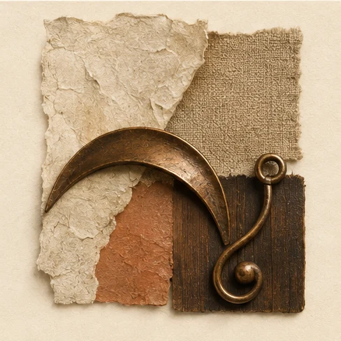 Digital impressions of paper, fabric, metallic finish and wood