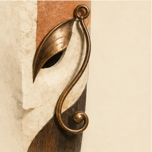 Invented bronze-colored ornament on the concept mask